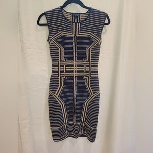 NWT Topshop Metallic Geo Bodycon Dress. Size 4 Metallic Gold and Blue.